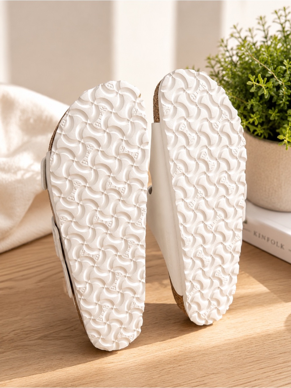 Birkenstock White-Strap Buckle Sandals - Picture 2 of 3